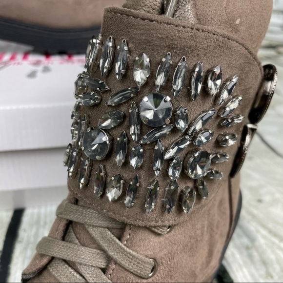 OLIVIA MILLER Taupe Hyder Embellished Boots 8 - Picture 5 of 13